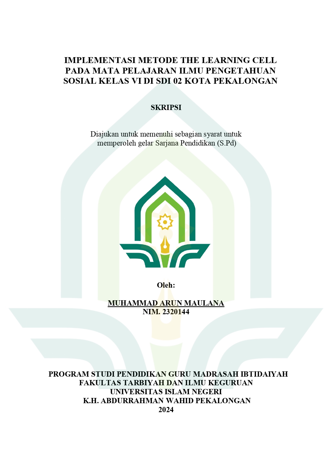 Implementasi Metode The Learning Cell Pada Mata Pelajaran Ilmu Pengetahuan Sosial Kelas VI Di SDI 02 Kota Pekalongan