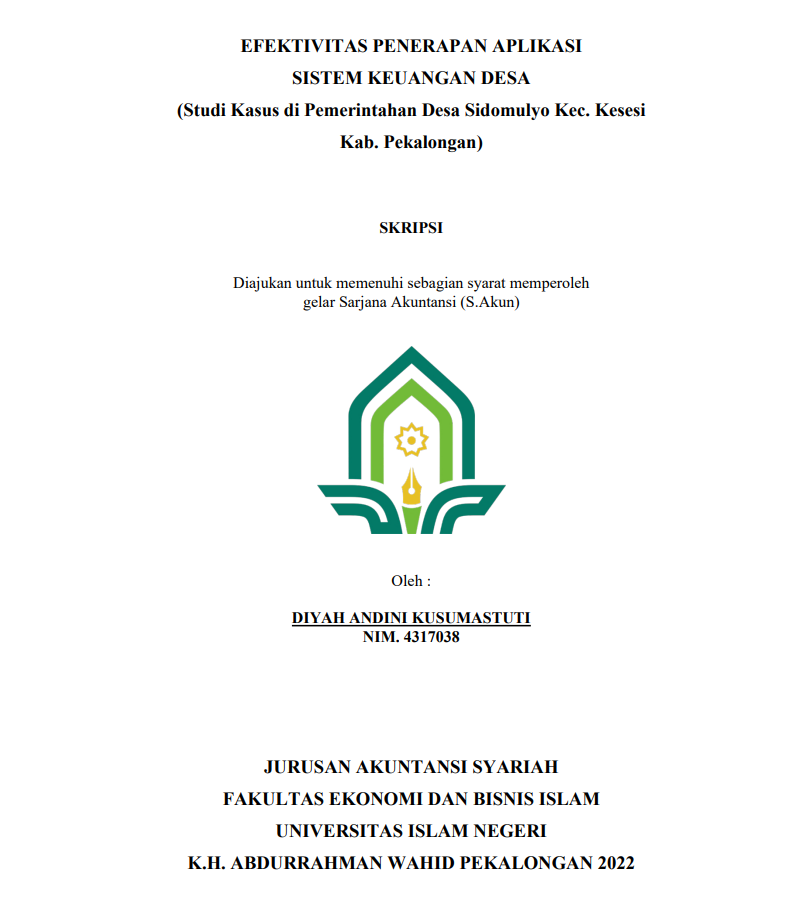 Efektivitas Penerapan Aplikasi Sistem Keuangan Desa (Studi Kasus di Pemerintahan Desa Sidomulyo Kec. Kesesi Kab. Pekalongan)