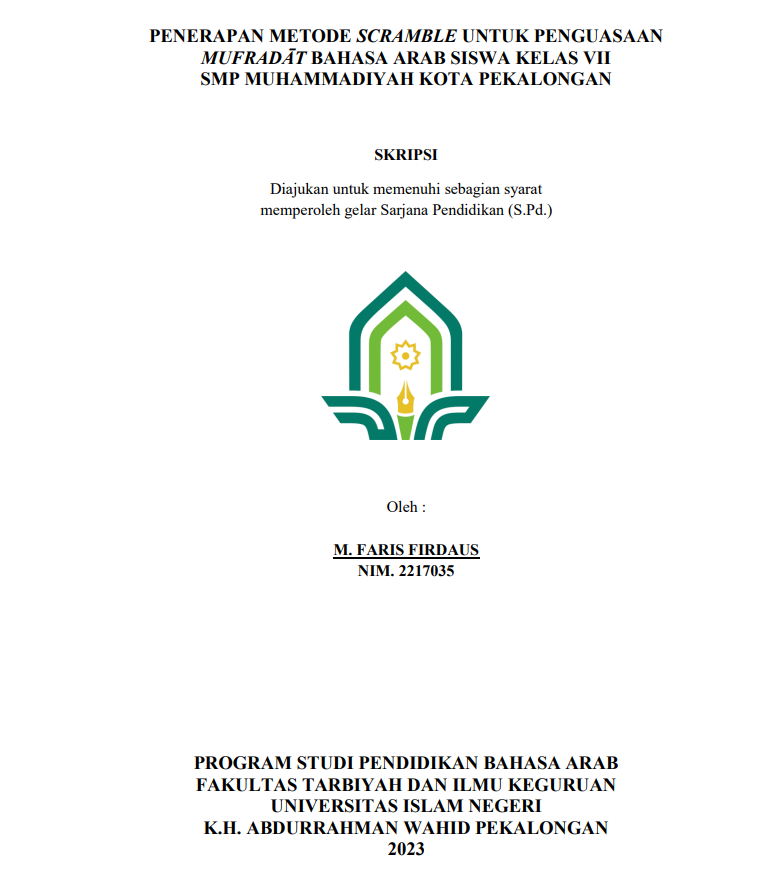 Penerapan Metode Scramble untuk Penguasaan Mufradat Bahasa Arab Siswa Kelas VII SMP Muhammadiyah Kota Pekalongan