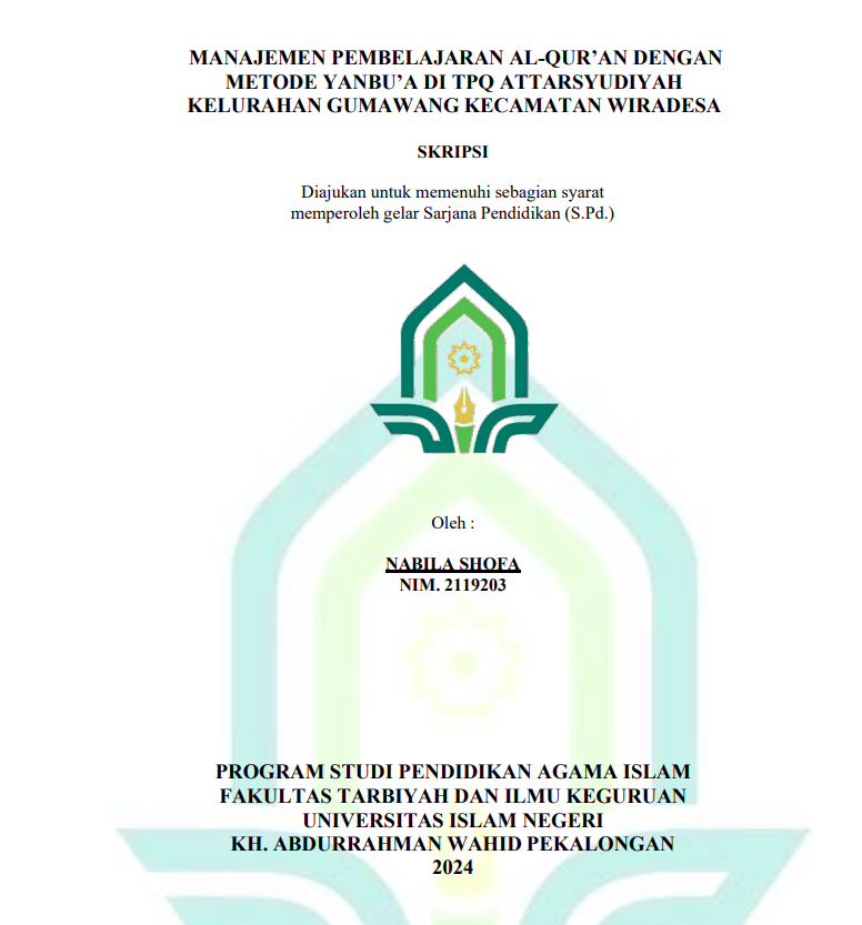 Manajemen Pembelajaran Qur'an Dengan Metode Yanbu'a Di TPQ Attarsyudiyah Kelurahan Gumawang Kecamatan Wiradesa