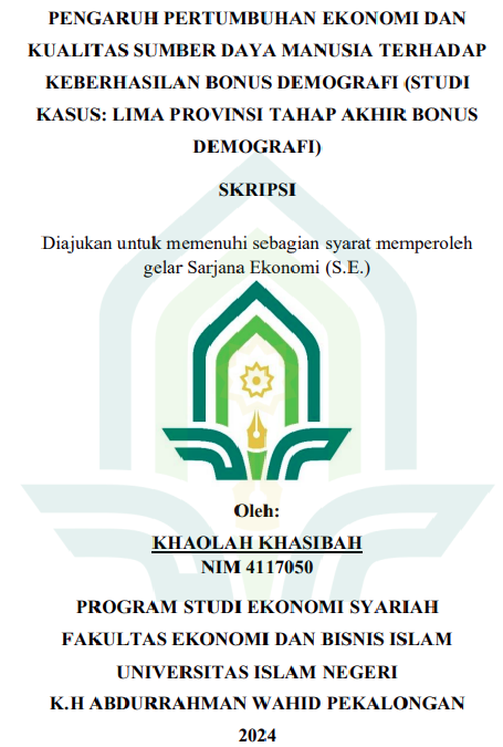 Pengaruh Pertumbuhan Ekonomi Dan Kualitas Sumber Daya Manusia Terhadap Keberhasilan Bonus Demografi (Studi Kasus: Lima Provinsi Tahap Akhir Bonus Demografi)