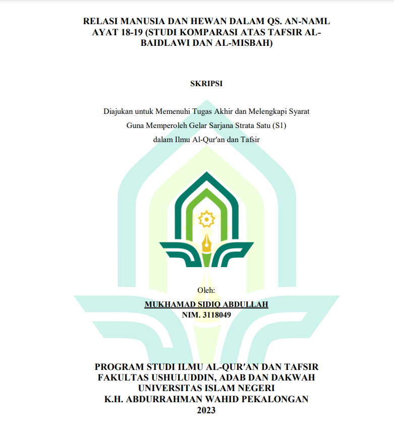 Relasi Manusia dan Hewan dalam QS. An-Naml Ayat 18-19 (Studi Komparasi Atas Tafsir Al-Baidlawi dan Al-Misbah)