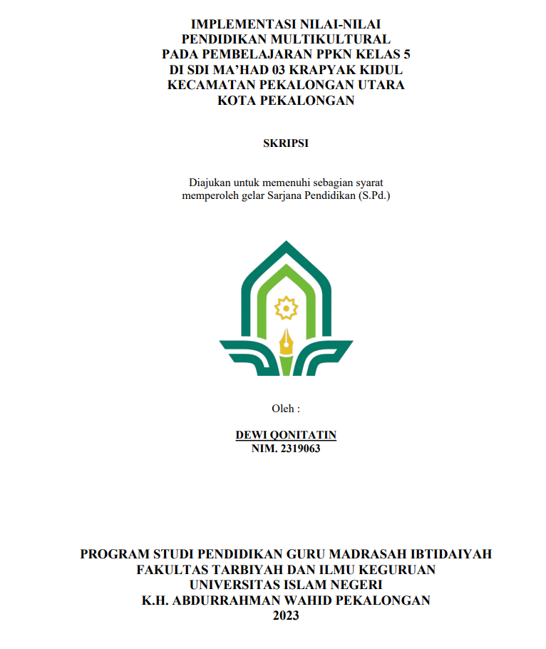 Implementasi Nilai-Nilai Pendidikan Pendidikan Multikultural Pada Pembelajaran PPKN Kelas 5 di SDI Ma'had 03 Krapyak Kidul Kecamatan Pekalongan Utara Kota Pekalongan