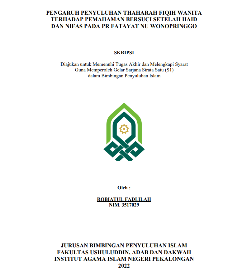 Pengaruh Penyuluhan Thaharah Fiqih Wanita Terhadap Pemahaman Bersuci Setelah Haid dan Nifas Fatayat NU Wonopringgo