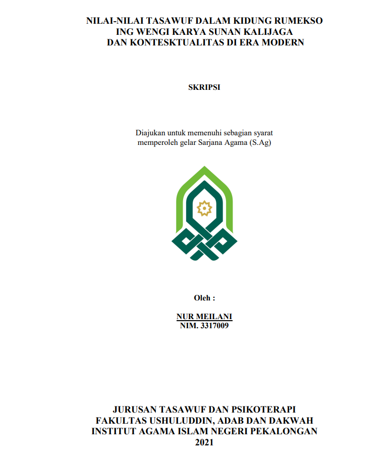 Nilai-Nilai Tasawuf dalam Kidung Rumekso Ing Wengi Karya Sunan Kalijaga dan Konstektualitas di Era Modern