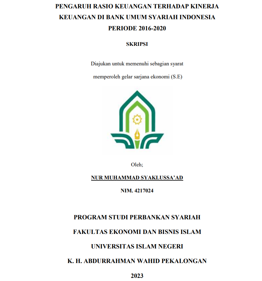 Pengaruh Rasio Keuangan Terhadap Kinerja Keuangan di Bank Umum Syariah Indonesia Periode 2016-2020