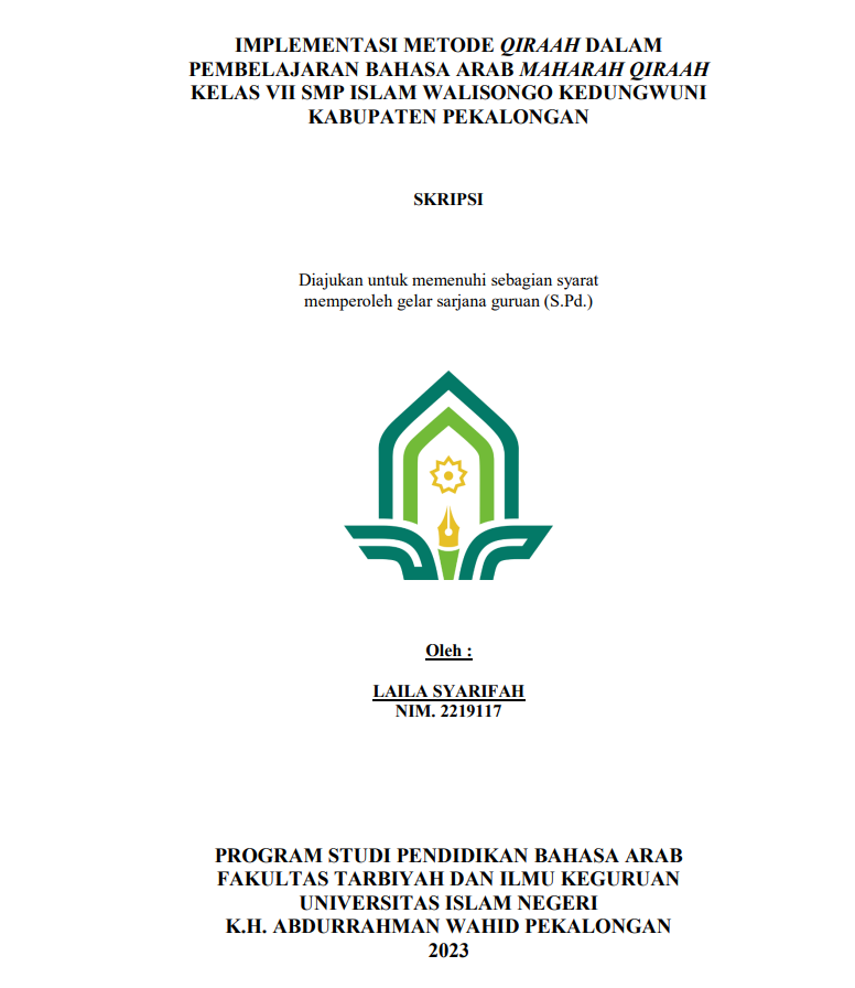 Implementasi Metode Qiroah dalam Pembelajaran Bahasa Arab Maharah Qiraaah Kelas VII SMP Islam Walisongo Kedungwuni Kabupaten Pekalongan