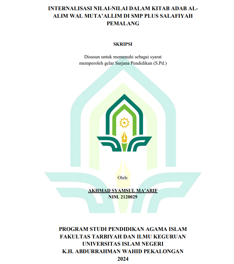 Internalisasi Nilai-Nilai Dalam Kitab Adab Al-Alim Wal Muta'alim di SMP Plus Salafiyah Pemalang