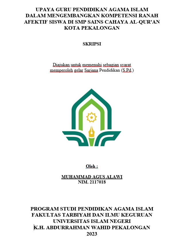 Upaya Guru Pendidikan Agama Islam Dalam Mengembangkan Kompetensi Ranah Afektif Siswa di SMP Sains Cahaya Al-Qur'an Kota Pekalongan