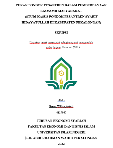 Peran Pondok Pesantren Dalam Pemberdayaan Ekonomi Masyarakat (Studi Kasus Pondok Pesantren Syarif Hidayatullah di Kabupaten Pekalongan)