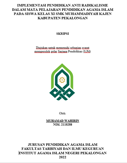 Implementasi Pendidikan Anti Radikalisme Dalam Mata Pelajaran Pendidikan Agama Islam Pada Siswa Kelas XI SMK Muhammadiyah Kajen Kabupaten Pekalongan