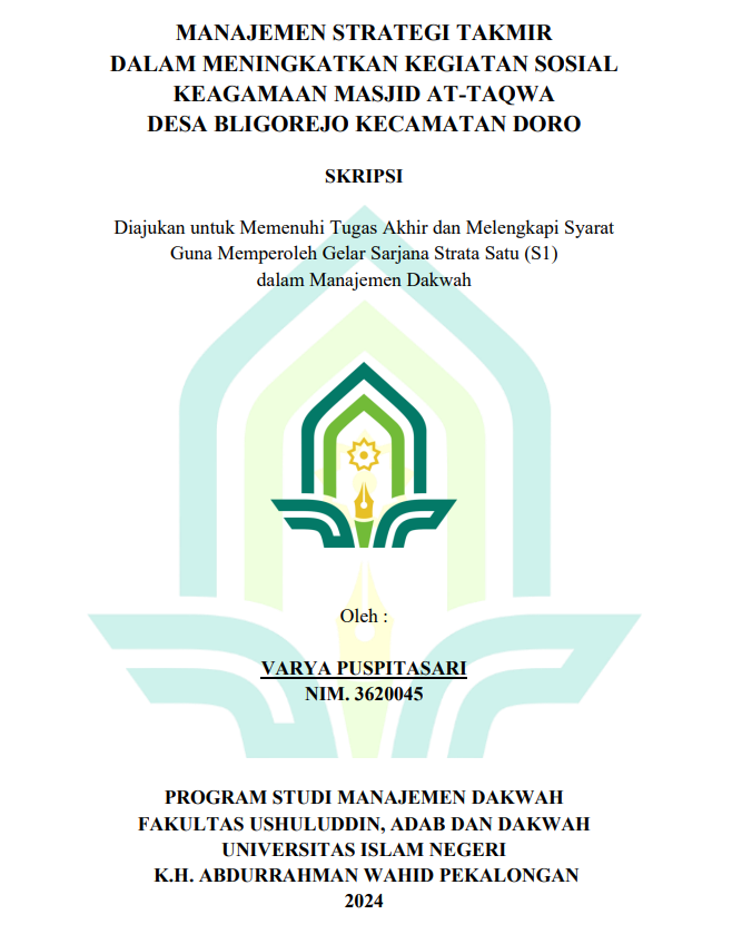 Manajemen Strategi Takmir Dalam Meningkatkan Kegiatan Sosial Keagamaan Masjid At-taqwa Desa Bligorejo Kecamatan Doro