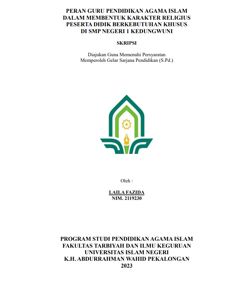 Peran Guru Pendidikan Agama Islam Dalam Membentuk Karakter Religius Peserta didik Berkebutuhan Khusus Di SMP Negeri 1 Kedungwuni