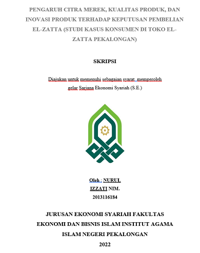 Pengaruh Citra Merek, Kualitas Produk, Dan Inovasi Produk Terhadap Keputusan Pembelian El-Zatta (Studi Kasus Konsumen di Toko El-Zatta Pekalongan)