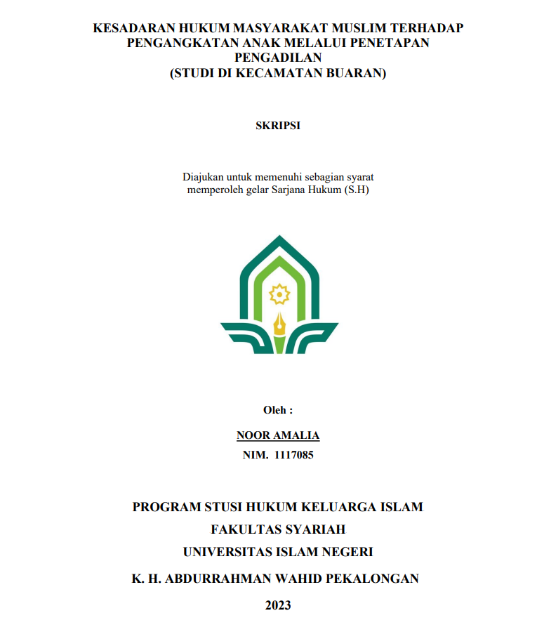 Kesadaran Hukum Masyarakat Muslim Terhadap Pengangkatan Anak Melalui Penetapan Pengadilan (Studi Di Kecamatan Buaran)