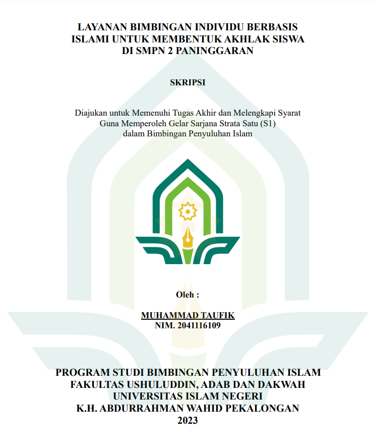 Layanan Bimbingan Individu Berbasis Islami Untuk Membentuk Akhlak Siswa Di SMPN 2 Paninggaran