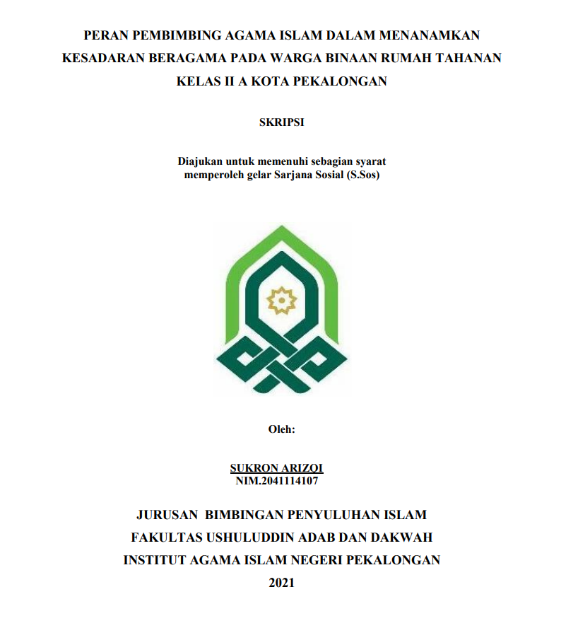 Peran Pembimbing Agama Islam dalam Menanamkan Kesadaran Beragam pada Warga Binaan Rumah Tahanan Kelas II A Kota Pekalongan