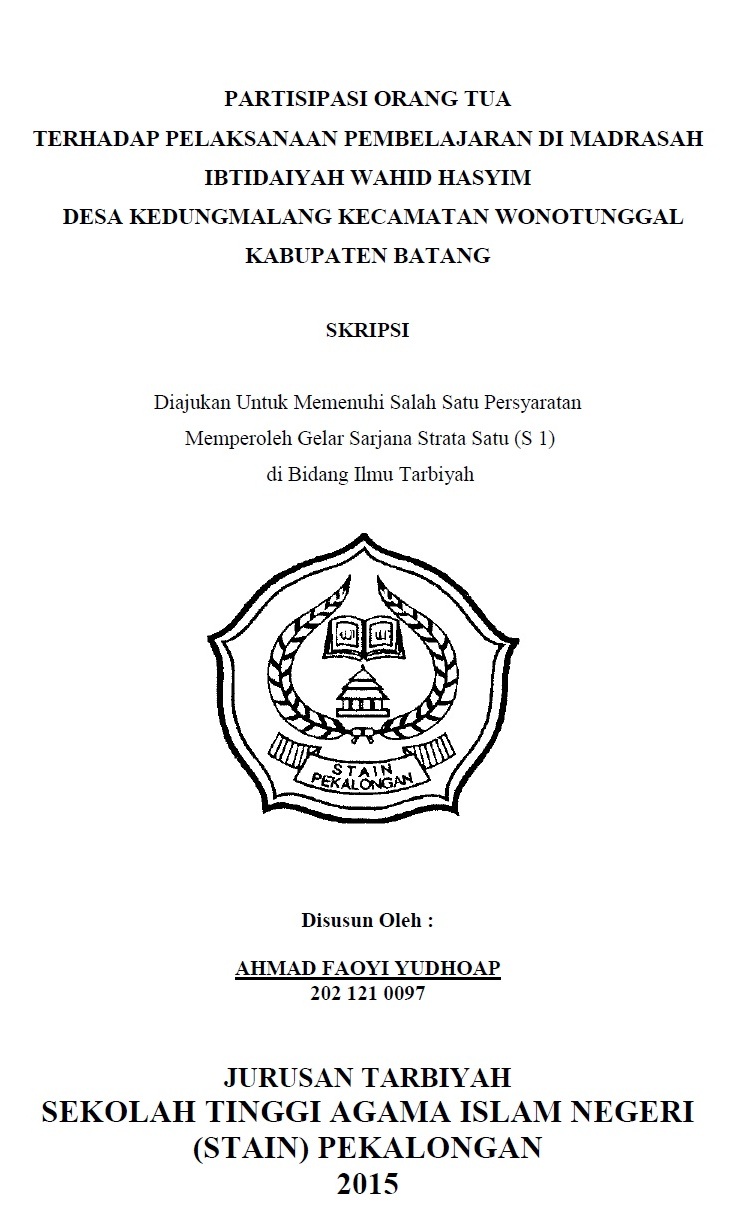 Partisipasi Orangtua Terhadap Pengembangan Madrasah Ibtidaiyah Wahid Hasyim Desa Kedungmalang di Desa Kedungmalang Kecamatan Wonotunggal Kabupaten Batang