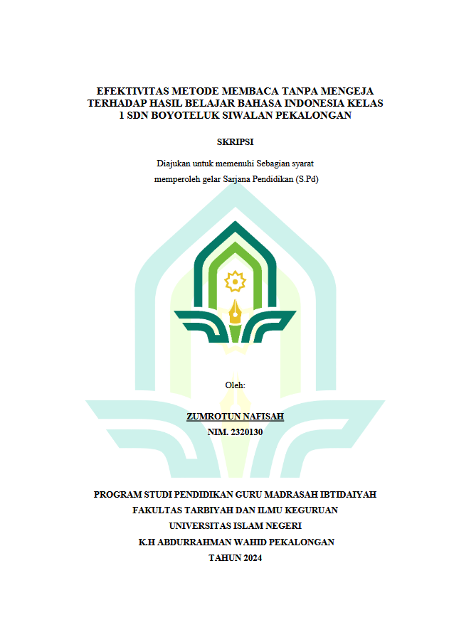 Efektivitas Metode Membaca Tanpa Mengeja Terhadap Hasil Belajar Bahasa Indonesia Kelas 1 SDN Boyoteluk Siwalan Pekalongan