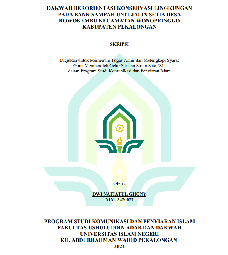 Dakwah Berorientasi Konservasi Lingkungan Pada Bank Sampah Unit Jalin Setia Desa Rowokembu Kecamatan Wonopringgo Kabupaten Pekalongan