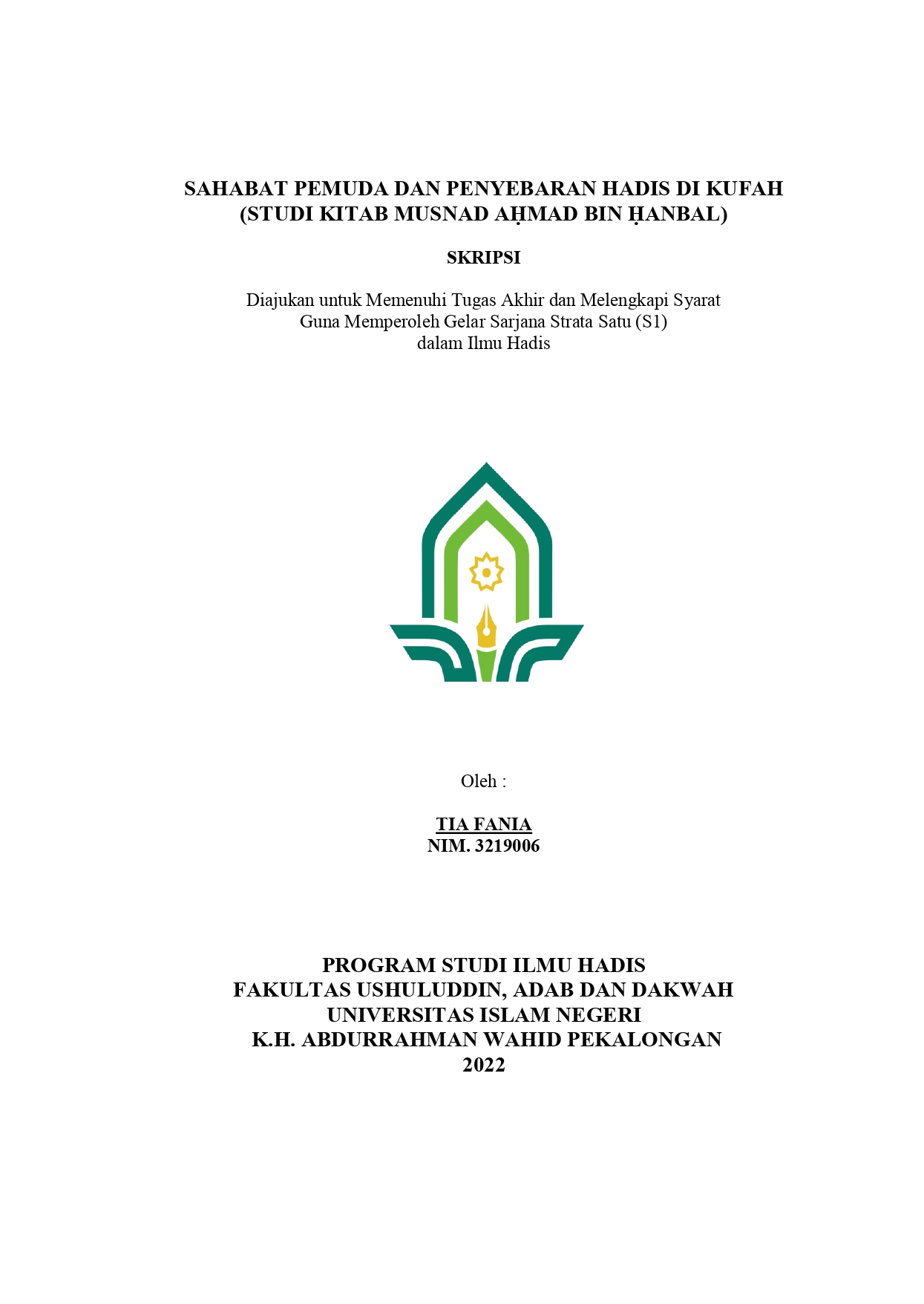 Sahabat Pemuda dan Penyebaran Hadis di Kufah (Studi Kitab Musnad Ahmad Bin Hanbal)