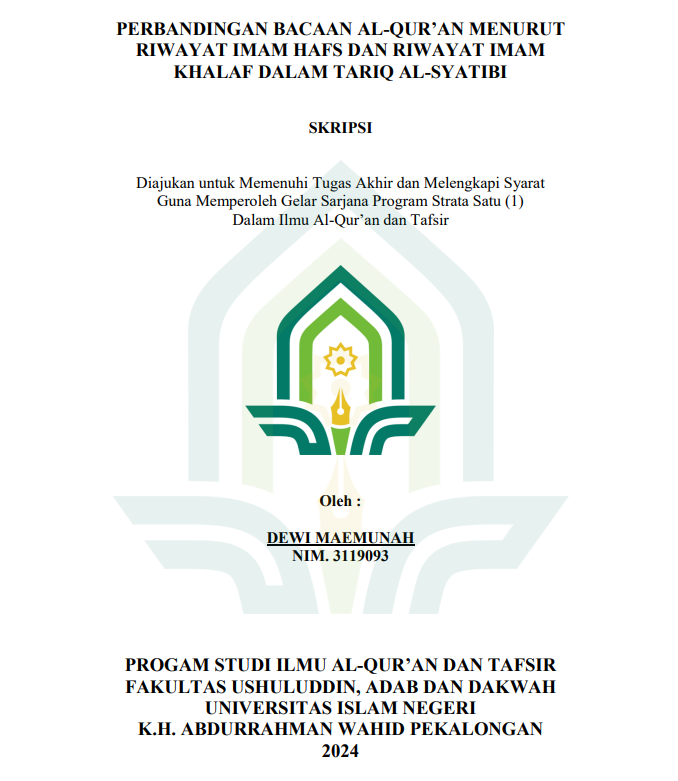 Perbandingan Bacaan Al-Qur'an Menurut Riwayat Imam Hafs Dan Riwayat Imam Khalaf Dalam Tariq Al-Syatibi