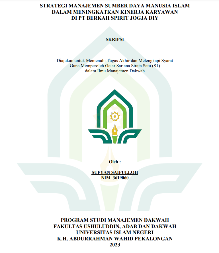 Strategi Manajemen Sumber Daya Manusia Islam dalam Meningkatkan Kinerja Karyawan di PT Berkah Spirit Jogja DIY