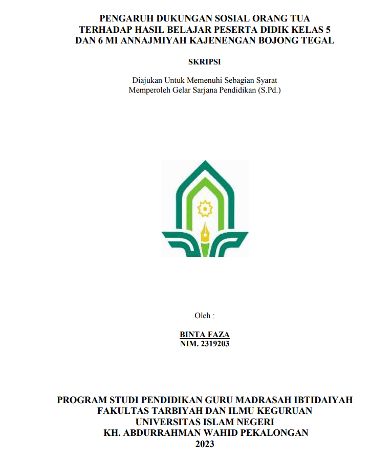 Pengaruh Dukungan Sosial Orang Tua Terhadap Hasil Belajar Peserta Didik Kelas 5 dan 6 MI Annajmiyah Kajenengan Bojong Tegal