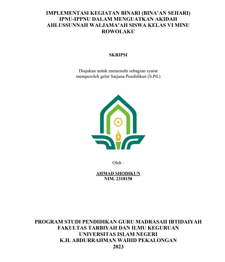 Implementasi Kegiatan Binari (Bina'an Sehari) IPNU-IPPNU Dalam Menguatkan Akidah Ahlussunnah Waljama'ah Siswa Kelas VI MINU Rowolaku