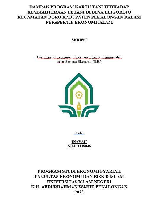 Dampak Program Kartu Tani Terhadap Kesejahteraan Petani di Desa Bligorejo Kecamatan Doro Kabupaten Pekalongan