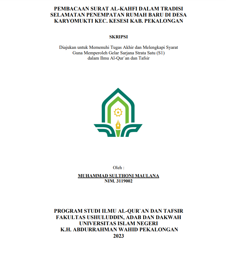 Pembacaan Surat Al Kahfi dalam TradIsi Selamatan Penetapan Rumah Baru di Desa Karyomukti Kec.Kesesi Kab. Pekalongan