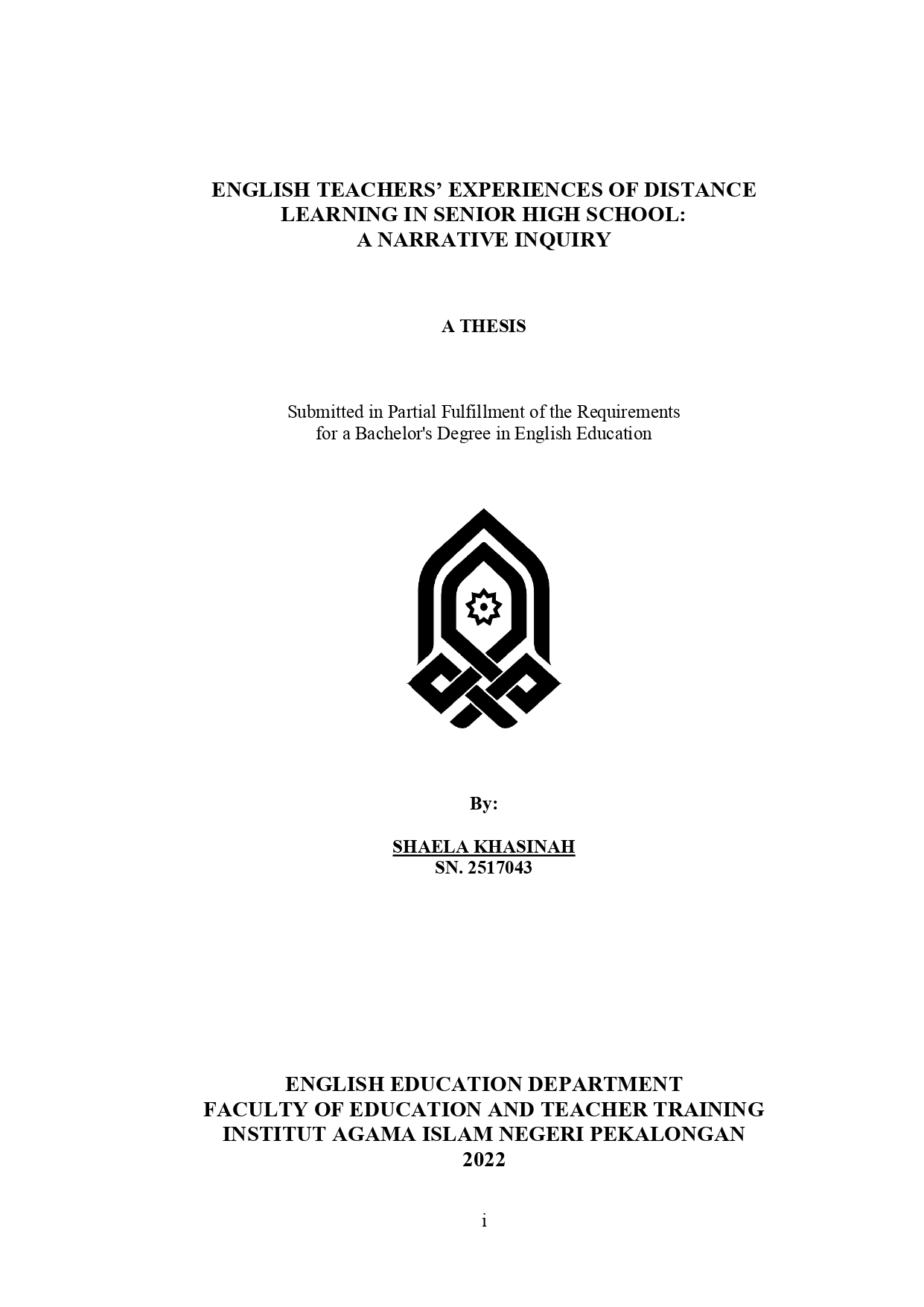 English Teachers' Experiences  of Distance Learning in Senior High School: A Narative Inquiry