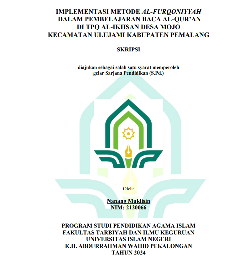 Implementasi Metode Al-Furqoniyyah Dalam Pembelajaran Baca Al-Qur'an Al-Ikhlas Desa Mojo Kecamatan Ulujami Kabupaten Pemalang