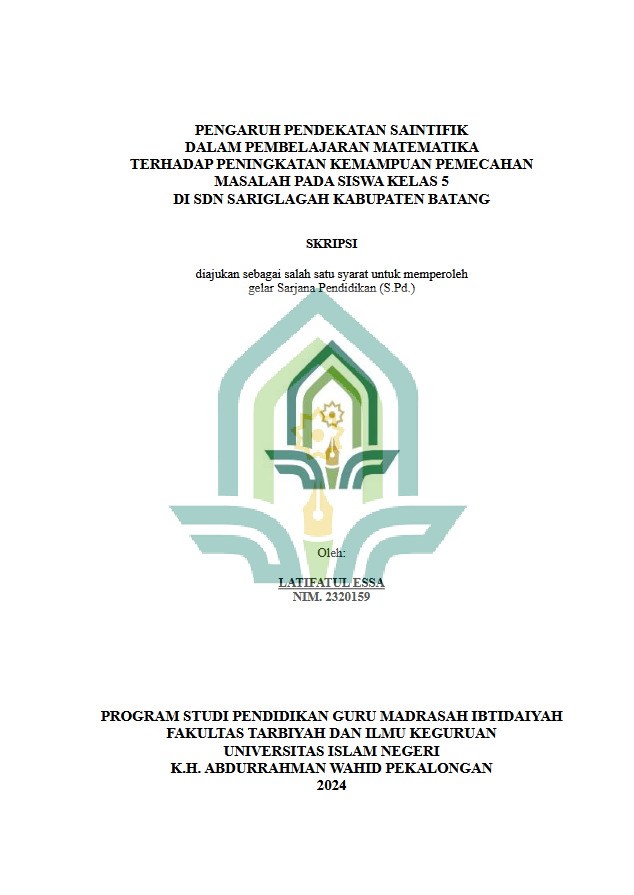 Pengaruh Pendekatan Saintifik Dalam Pembelajaran Matematika Terhadap Peningkatan Kemampuan Pemecahan Masalah Pada Siswa Kelas 5 Di SDN Sariglagah Kabupaten Batang