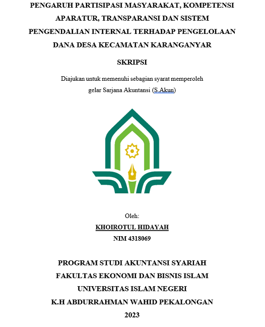 Pengaruh Parsitipasi Masyarakat, Kompetensi Aparatur, Transparansi Dan Sistem Pengendalian Internal Terhadap Pengelolaan Dana Desa Kecamatan Karanganyar