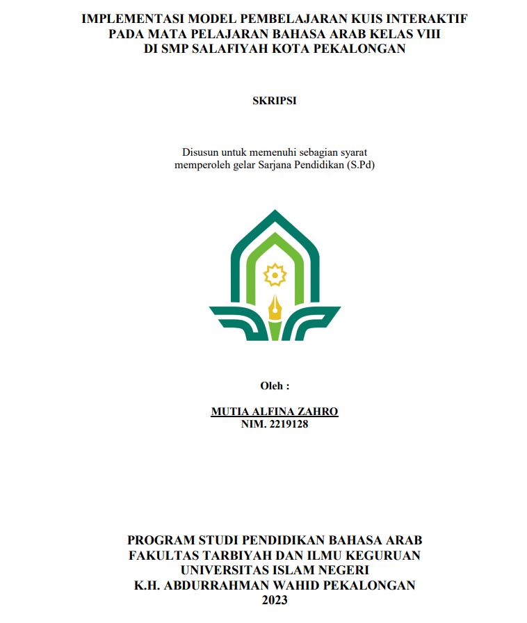 Implementasi Model Pembelajaran Kuis Interaktif pada Mata Pelajaran Bahasa Arab Kelas VIII di SMP Salafiyah Kota Pekalongan