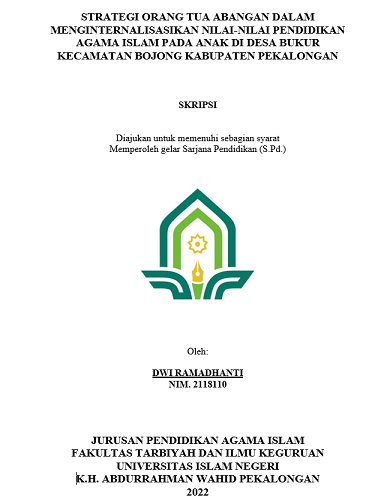 Strategi Orang Tua Abangan Dalam Menginternalisasikan Nilai-Nilai Pendidikan Agama Islam Pada Anak di Desa Bukur Kecamatan Bojong Kabupaten Pekalongan