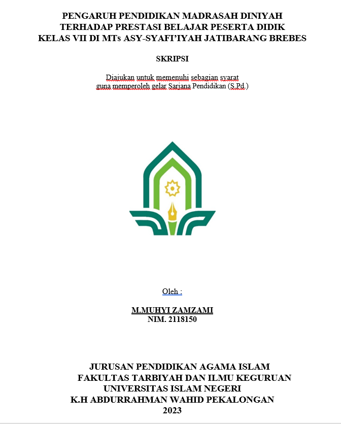 Pengaruh Pendidikan Madrasah Diniyah Terhadap Prestasi Belajar Peserta Didik Kelas VII di MTs Asy-Syafi'iyah Jatibarang Brebes