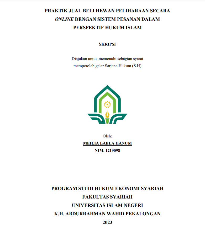 Praktik Jual Beli Hewan Peliharaan Secara dengan Sistem Pesanan dalam Perspektif Hukum Islam