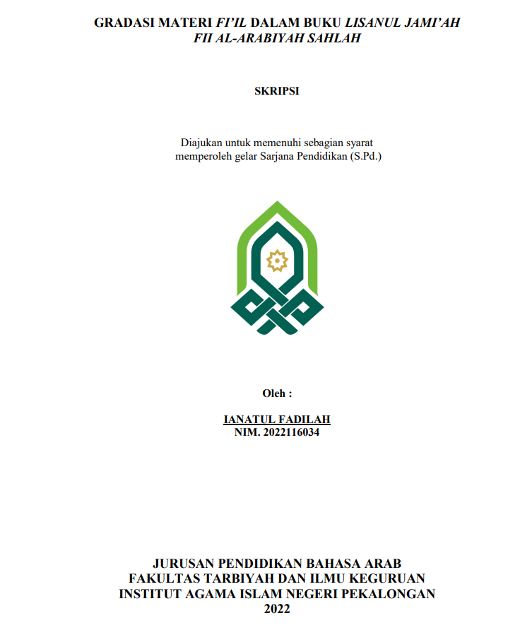 Gradasi Materi Fi'il dalam Buku Lisanul Jami'ah Fii Al-Arabiyah Sahlah