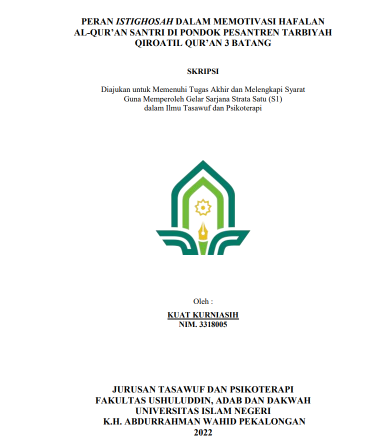 Peran Istighosah dalam Memotivasi Hafalan Al Qur'an Santri di Pondok Pesantren Tarbiyah Qiroatil Qur'an 3 Batang