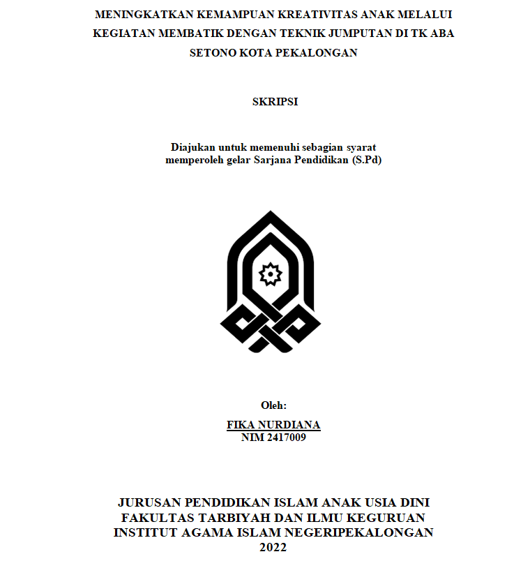 Meningkatkan Kemampuan Kreativitas Anak Melalui Kegiatan Membatik Dengan Teknik Jumputan Di TK ABA Setono Kota Pekalongan