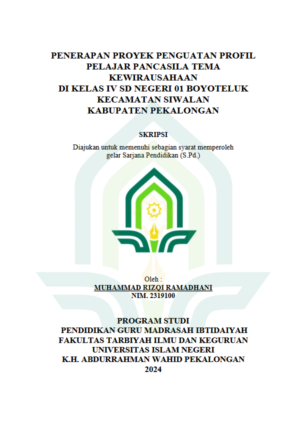 Penerapan Proyek Penguatan Profil Pelajar Pancasila Tema Kewirausahaan Di Kelas IV SD Negeri 01 Boyoteluk Kecamatan Siwalan Kabupaten Pekalongan