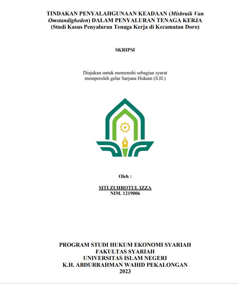 Tindakan Penyalahgunaan Keadaan (Misbruik Van Omstandigheden) dalam Penyaluran Tenaga Kerja (Studi Kasus Penyaluran Tenaga Kerja di Kecamatan Doro)