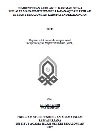 Pembentukan Akhlakul Karimah Siswa Melalui Manajemen Pembelajaran Aqidah Akhlak di MAN 1 Pekalongan Kabupaten Pekalongan