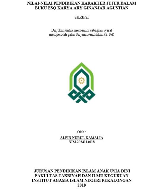 Nilai-Nilai Pendidikan Karakter Jujur Dalam Buku ESQ Karya Ary Ginanjar Agustian