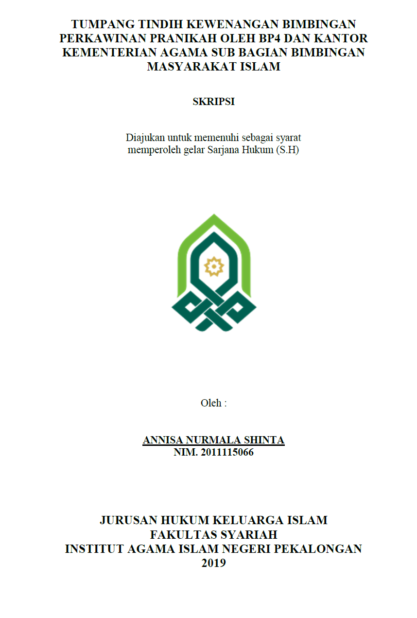 Tumpang Tindih Bimbingan Perkawinan Pranikah Oleh BP4 Dan Kantor Kementerian Agama Sub Bagian Bimbingan Masyarkat Islam