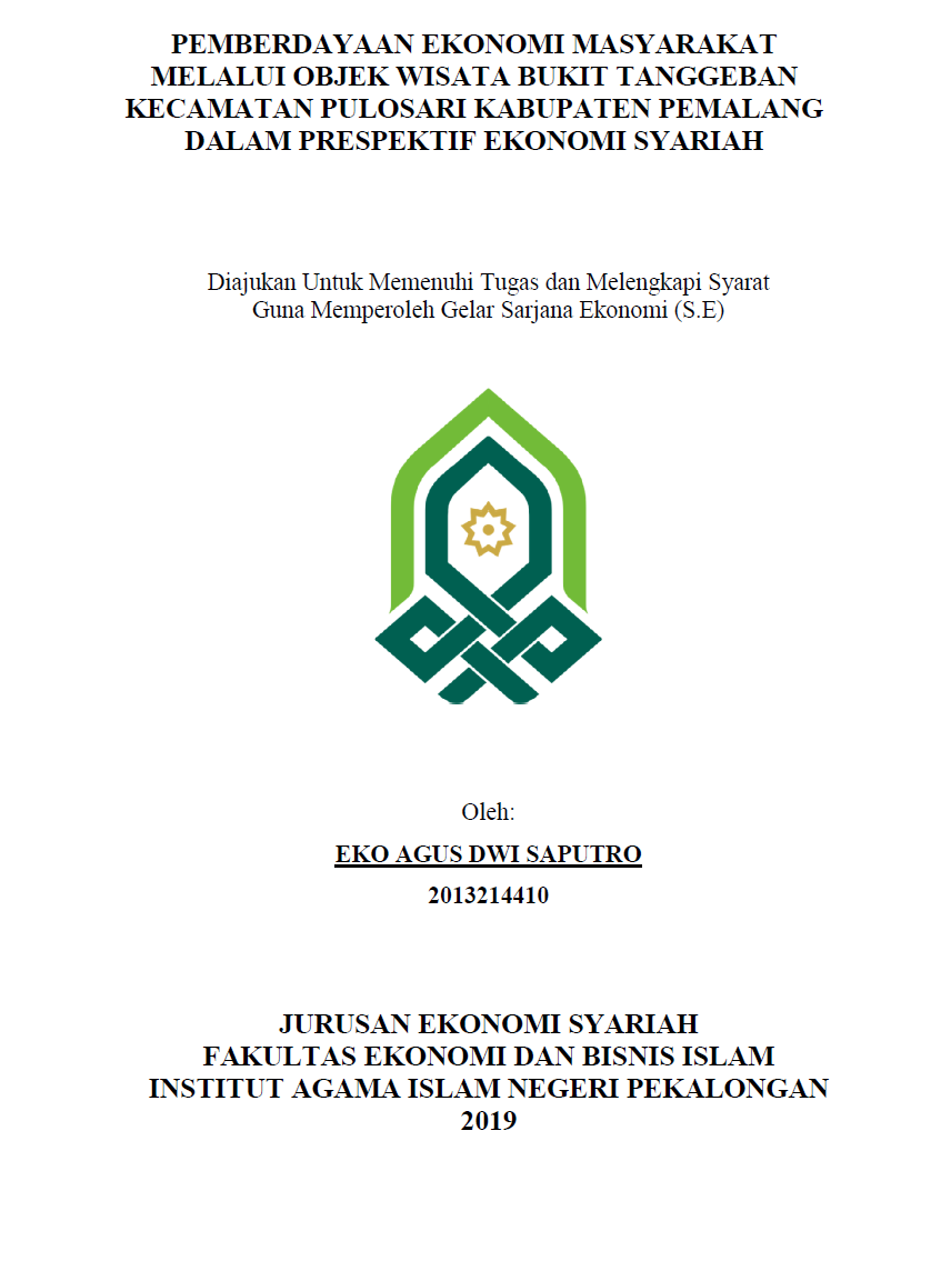 Pemberdayaan Ekonomi Masyarakat Melalui Objek Wisata Bukit Tanggeban Kecamatan Pulosari Kabupaten Pemalang Dalam Prespektif Ekonomi Syariah