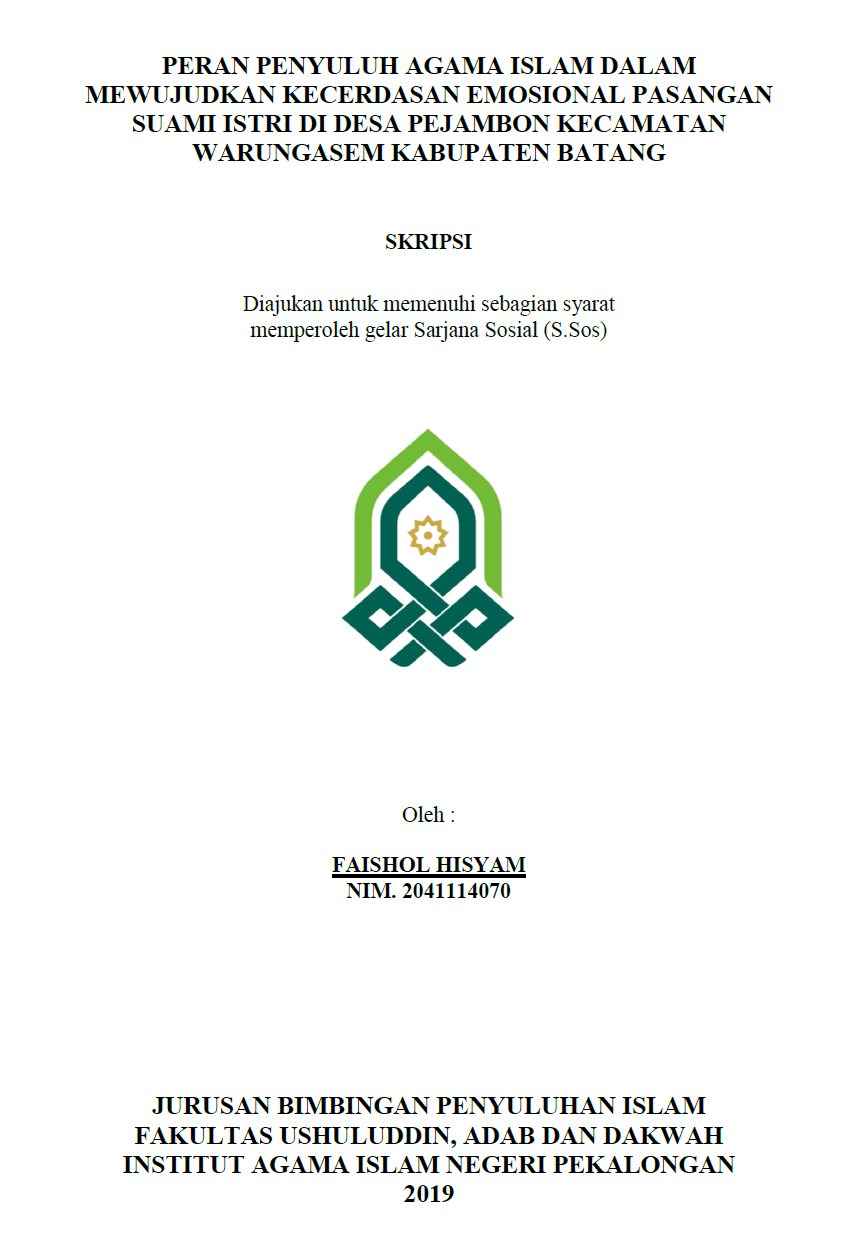 Peran Penyuluh Agama Islam Dalam Mewujudkan Kecerdasan Emosional Pasangan Suami Istri Di Desa Pejambon kecamtan Warungasem Kabupaten Batang