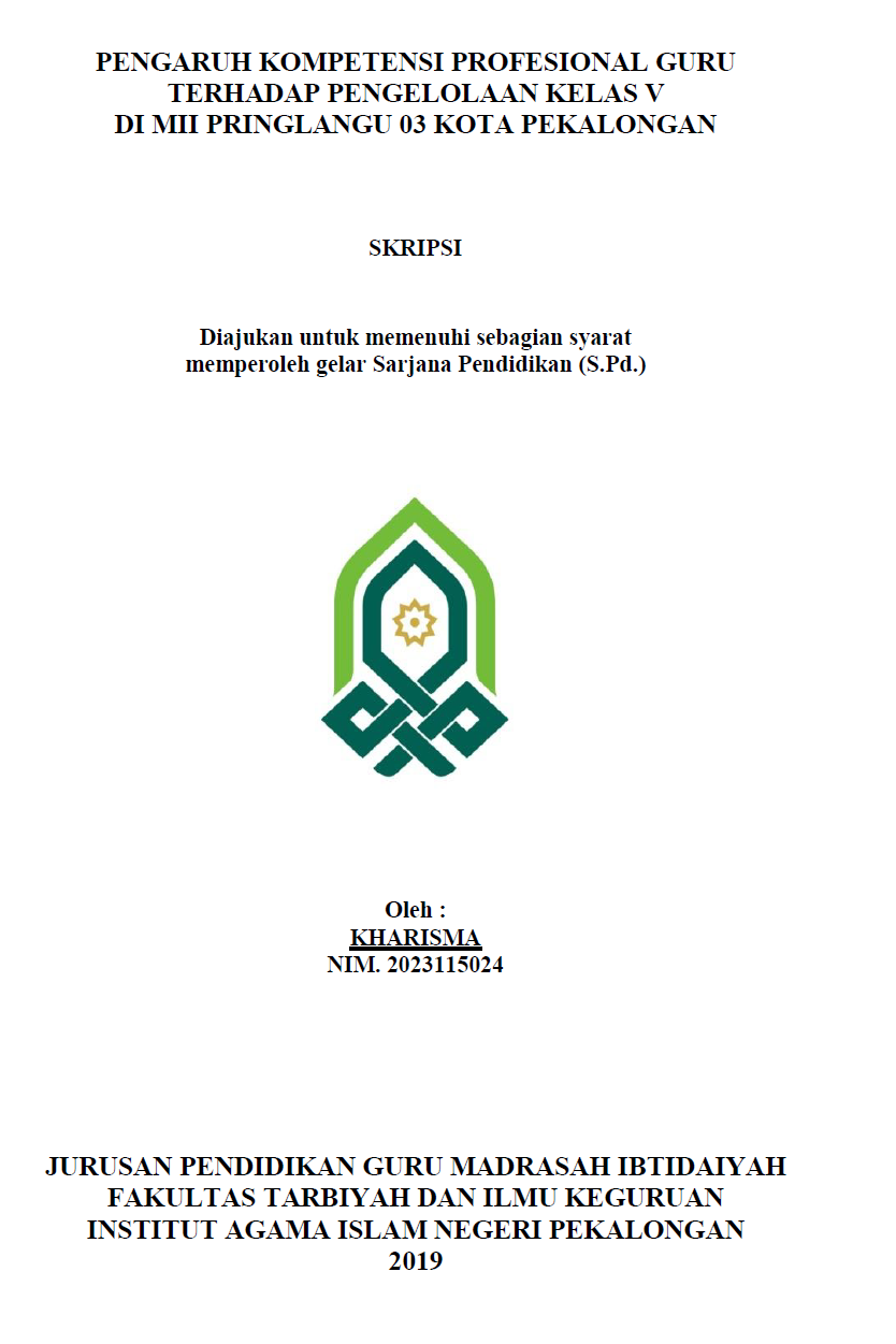 Pengaruh Kompetensi Profesional Guru Terhadap Pengelolaan Kelas V Di MII Pringlangu 03 Kota Pekalongan
